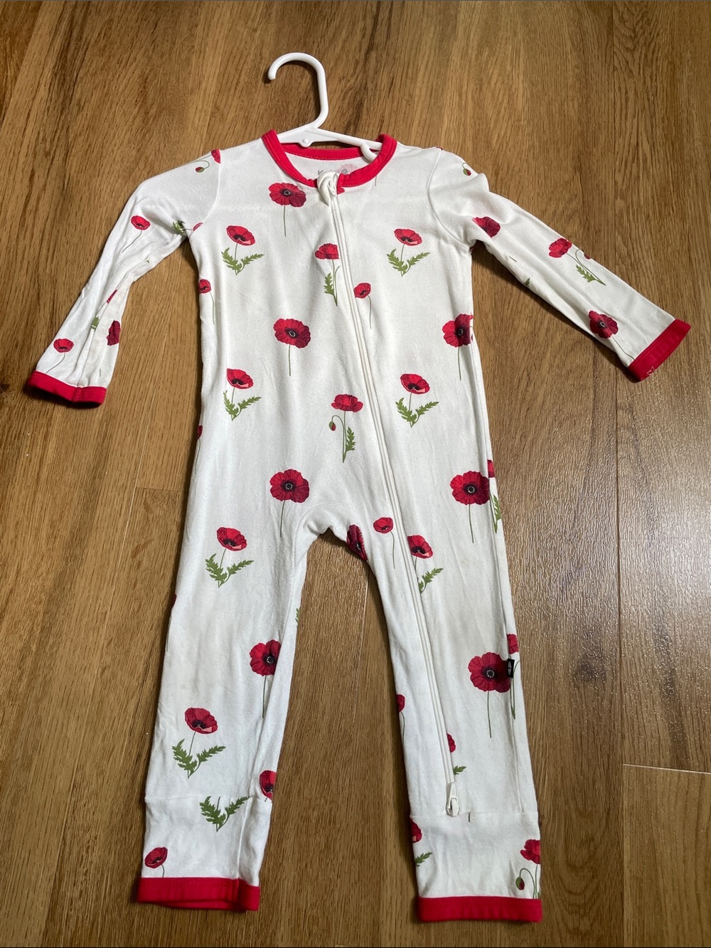 Kyte BABY Cream One-Piece with Red Poppy Print